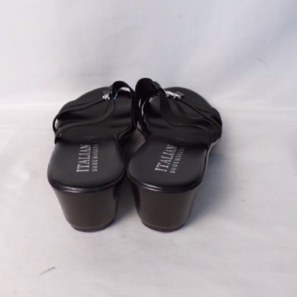 Italian shoemaker Wedge Sandals Black size 10M. - Picture 2 of 5